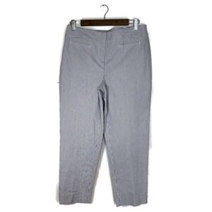 Ann Taylor Sz 6 Seersucker Ankle Pants Blue/White Striped Nautical Beach Career